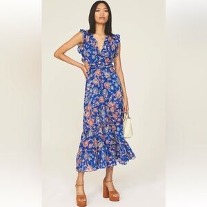 Misa Los Angeles Blue Floral Maxi Dress